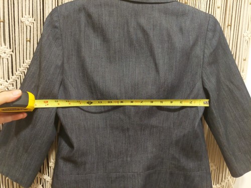 Giacca blazer Trina Turk Chambray misto cotone blu manica 3/4 foderata taglia 8 usata in ottime condizioni - Foto 11 di 11