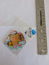 Capybara in Onsen B Side Label Sticker - UV/Water Resistant