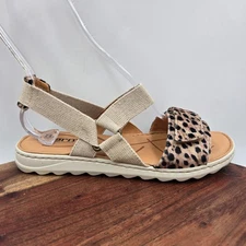 Born Alli Sandals Women's 8M Tan Black Comfort Cheetah Velvet Slingback Strappy