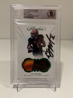 /5 On Card Auto 2019 Flawless Collegiate DJ Moore Emerald Patch BGS Authentic