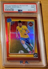 2021-22 panini donruss road to qatar gabriel martinelli rookie rc /149 psa 9
