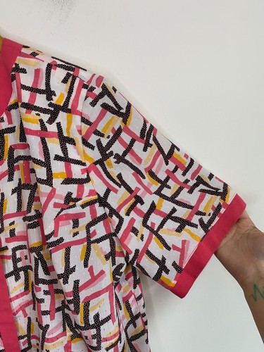 Vintage Evelyn Eve Blouse Womens Plus Sz 16 Pink White Buttons Shoulder Pad Top - Picture 2 of 14