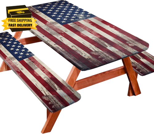 Picnic Table Cover with Bench Covers 6FT 3PCS, Camping Essentials, Fitted Campi
