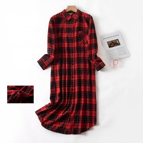 Ladies Womens Button Through 100% Cotton Nightshirt Nightie Nightdress BOYFRIEND - Picture 48 of 57
