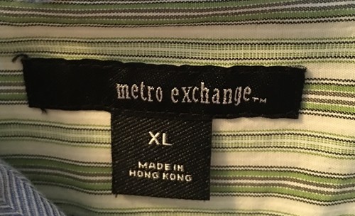 METRO EXCHANGE MENS STRIPED WITH POCKET & BLUE COLLAR CUFF SHIRT XL Button Up - Picture 6 of 7