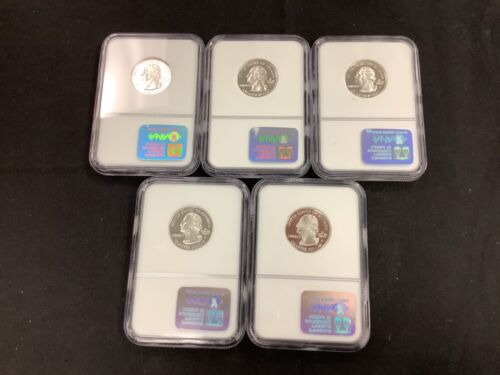 2002 S Silver Proof State Quarters 5-coin set NGC Graded Proof 69 Ultra cameo! - Picture 2 of 7