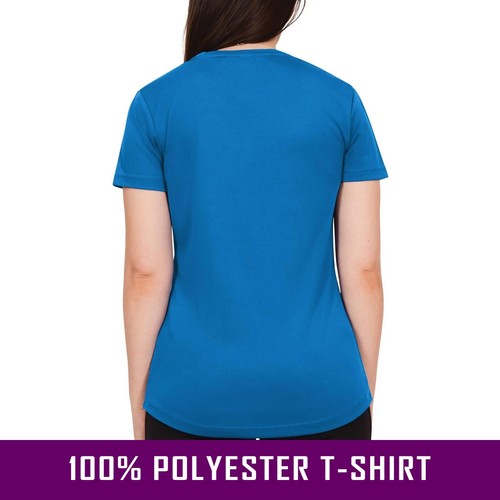 Womens Polyester T Shirt 100% Tech Tee Ladies Training Top Quick Dry Breathable - Picture 60 of 70