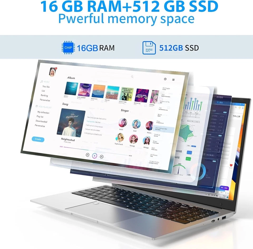 17.3'' IPS Laptop Intel N5095 RAM-16GB SSD-512GB Windows 10 HD+ Notebook PC - Image 2 of 4