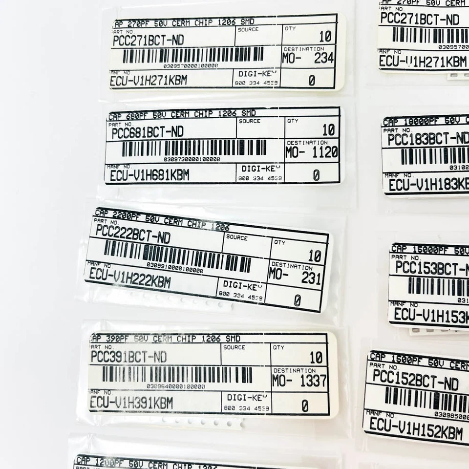 32 Pack Assorted Panasonic Multilayer Ceramic Capacitor, 50V 1206 SMD - Image 3 of 4