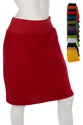 MADE IN ITALY Woll-Rock Damen Kurz Stretch-Bund Winter Viele Farben One Size 40-42