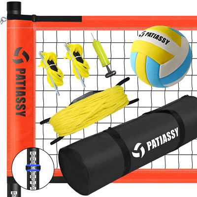 Professional Volleyball Net Set Heavy Duty Portable with Poles Ball Pump Outdoor