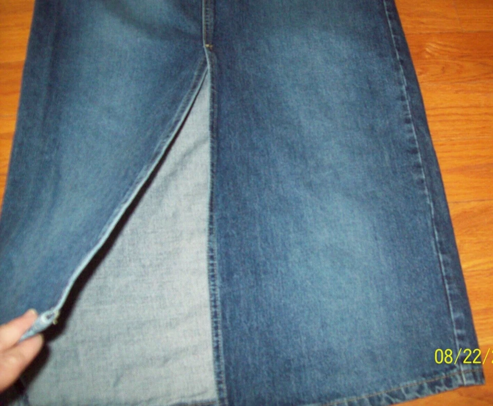 Tommy Hilfiger Maxi Denim Frontal Abertura JEAN Falda Azul Bolsillos a presión Talla 8 Cintura 31 Foto 3 de 4
