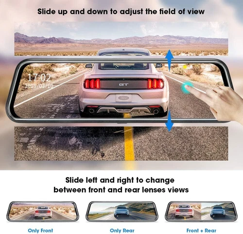 4K 10" Dual Dash Cam Auto Rückspiegel Ansicht Backup Dual Kamera Nachtsicht IPS USA - Bild 5 von 9