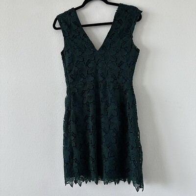 KOOKAI Crochet Lace Short Dress Sz 42 (US 10) Forest Green V-neck  Sleeveless | eBay