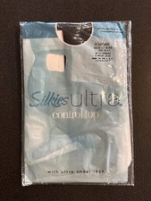 2004 Silkies Women's Control Top Pantyhose 030508 Size X-Large Jet Black NEW