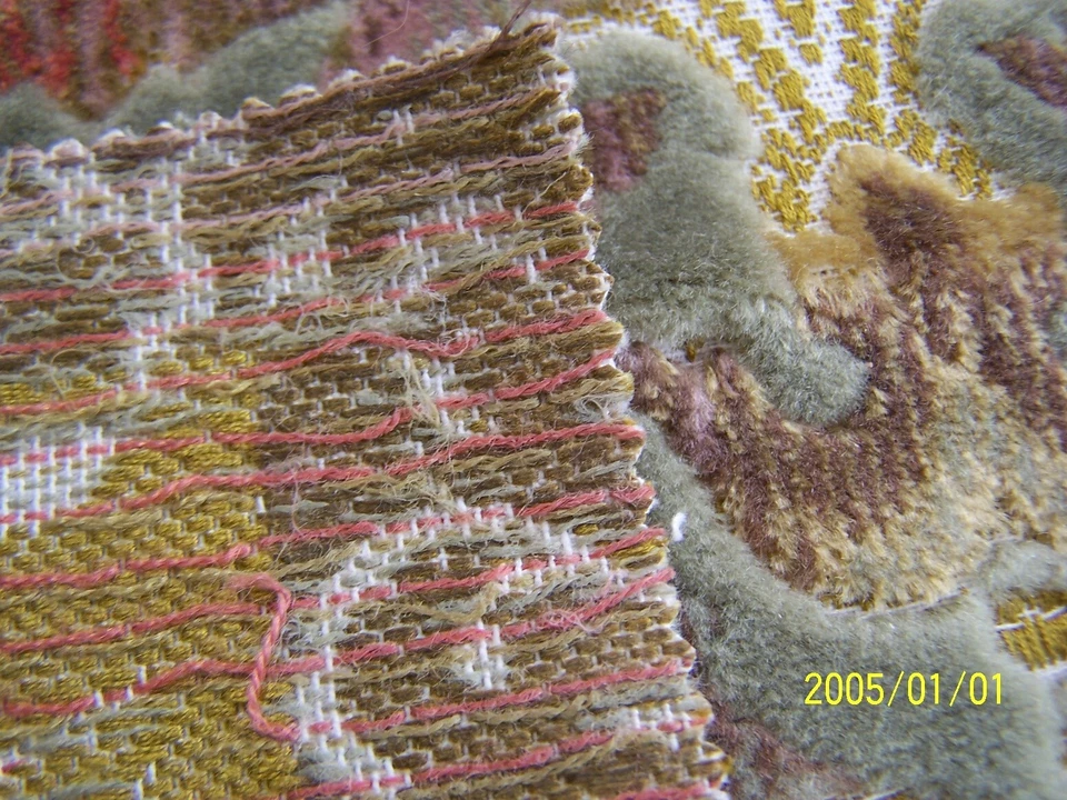 Coupon de tissu ancien en velours de soie de Lyon. Superbe. Multicolore. N°46 - Photo 3/4