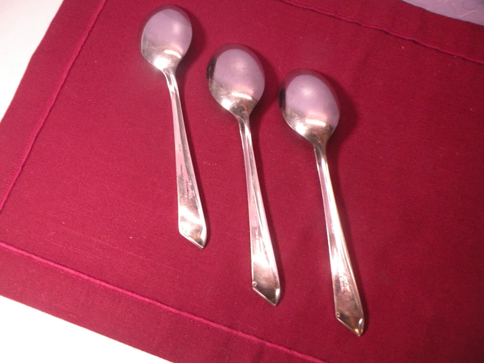 Juego de 3 cucharas soperas ovaladas Nasco acero inoxidable Norden Scroll 7 1/4 GH2 Foto 4 de 4