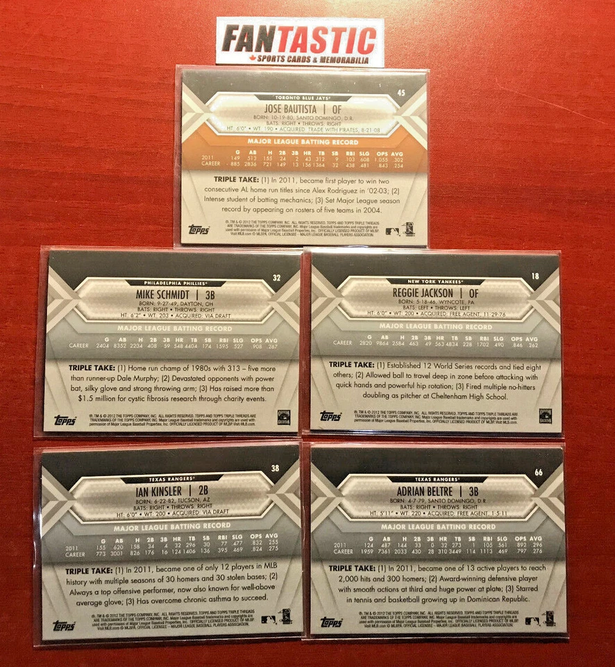 2012 Topps Triple Threads Baseball Card YOU PICK - Bautista, Reggie, Schmidt etc - Image 2 of 2