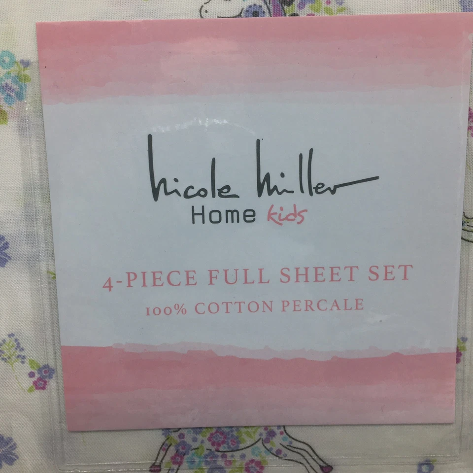 Nicole Miller Unicornio Juego de Sábanas COMPLETO Floral Rosa Verde Lima Azul Gris Lavanda Foto 3 de 4
