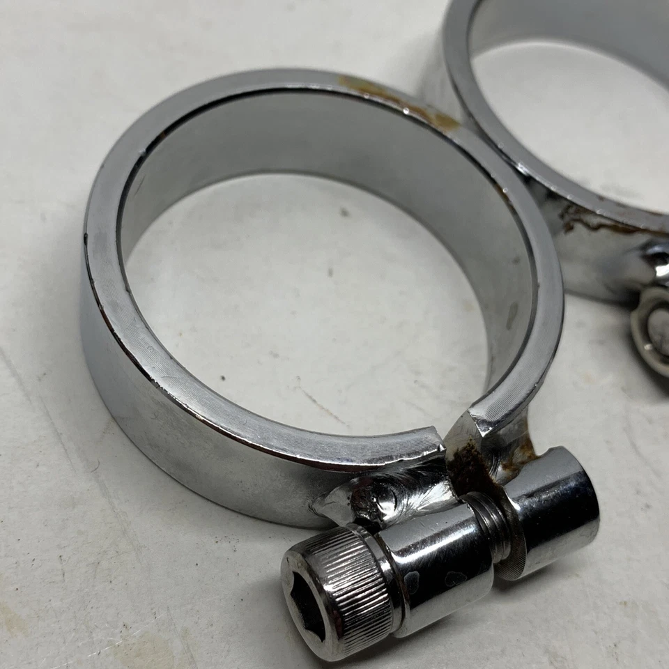 Bikers Choice Chrome Custom Header Clamps For Harley Davidson AMF Shovelhead - Image 2 of 4