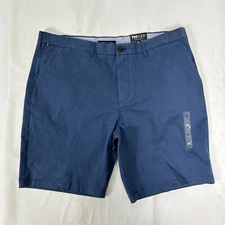 NWT TOMMY HILFIGER FLEX 9" INSEAM CLASSIC FIT FLAT FRONT SHORT Blue 38 SO2