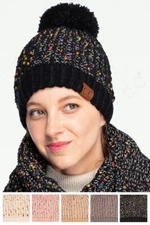 C.C Exclusive Winter Warm Soft Confetti Chenille Knit Beanie Hat with Pom