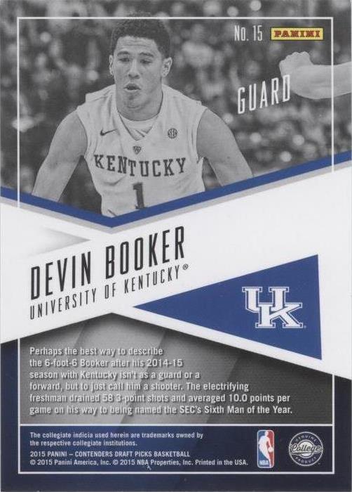 2015-16 Panini Contenders Draft Picks - Devin Booker #15 for sale