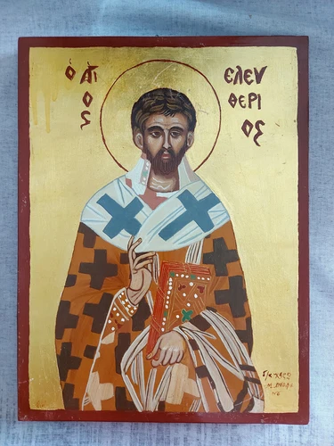 Saint Eleutherius Greek Religious Orthodox Byzantine Icon Hand Painted!!!