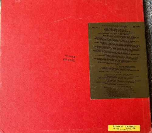 THROUGH THE BALKANS IN SONG & DANCE Bruno 50104 VG+ Folk/World 1959 dg LP - Picture 2 of 2