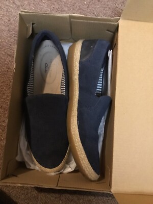 Clarks Women’s Danelly Rae Blue Slip On Espadrille Loafers Size
