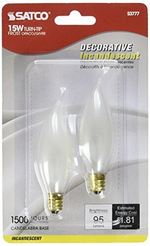 Satco Products S3777 120-Volt 15CA8 Candelabra Base Frosted Light Bulb - Picture 1 of 3