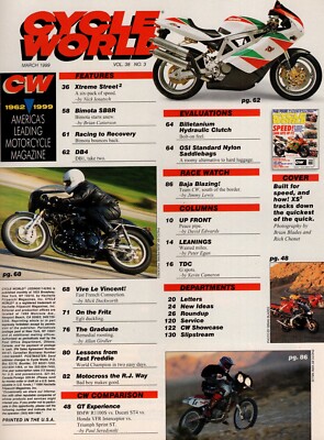 Cycle World March 1999 – Kawasaki ZX-9R Turbo / Honda CBR945RR