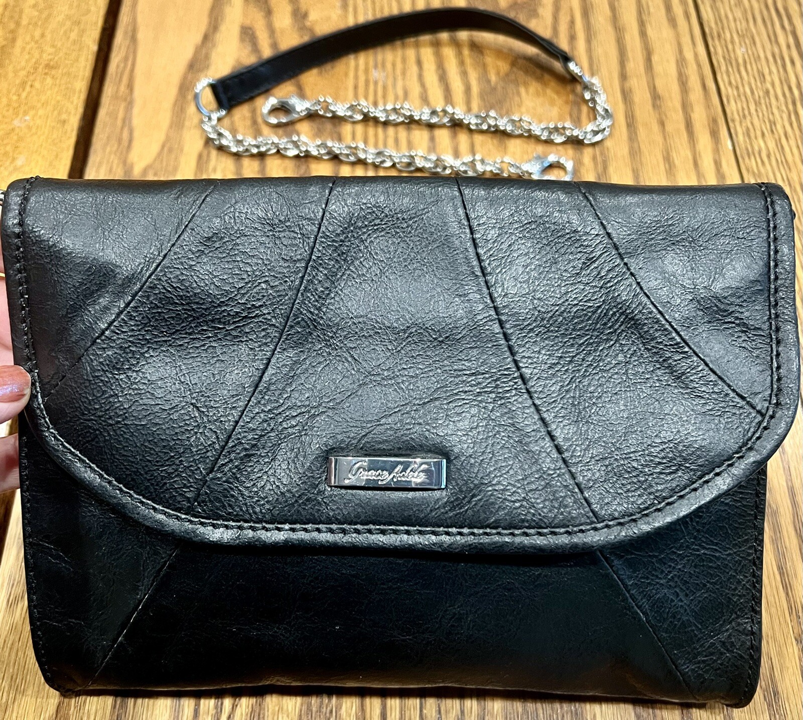 Grace Adele Black Leather Convertible Clutch Shou… - image 8