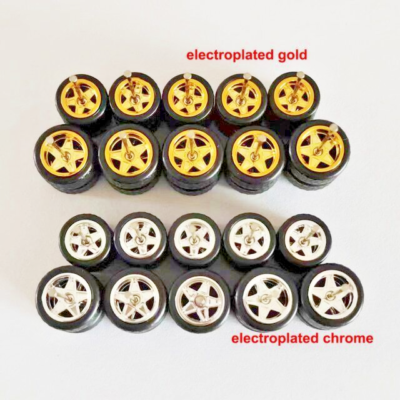 R124 Hot Wheels Set 1/64 STELLA CROMATA, PNEUMATICI IN GOMMA