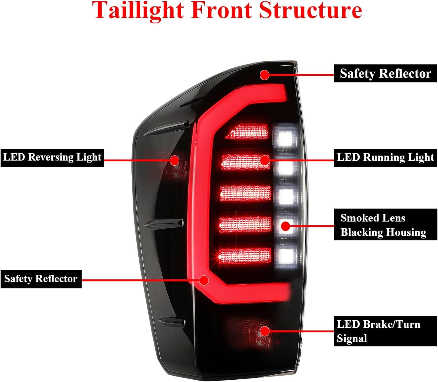 LED Tail Lights For 20162023 Toyota Brake Rear Lamps Black