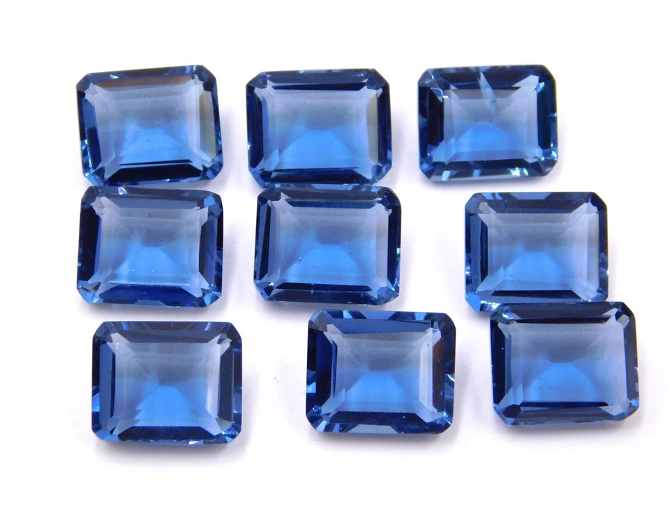 Lote de piedras preciosas sueltas creadas en laboratorio de iolita corte octágono 9x11 mm para joyería P-2837 Foto 3 de 4