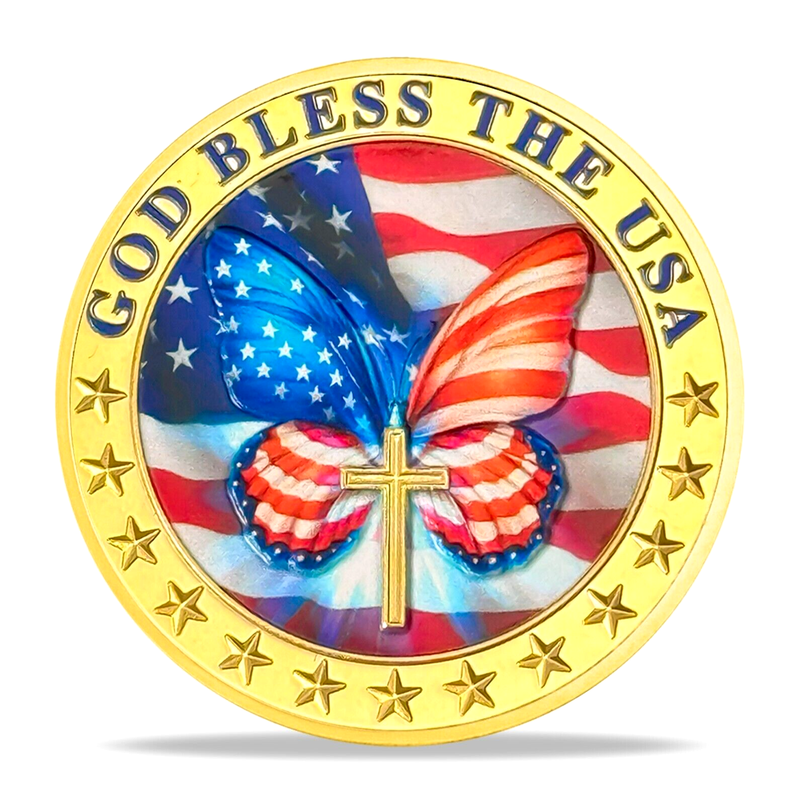 God Bless The USA Challenge Coin Patriotic Inspirational Gifts For Men Women