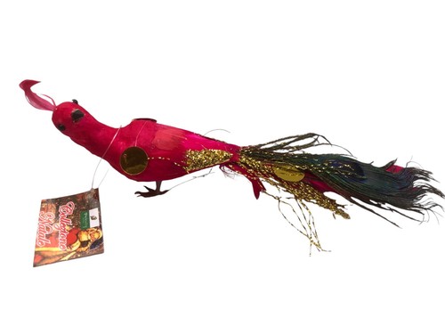 PAVONE MINIATURA UCCELLI POLISTIROLO CON PIUMAGGIO E FERRETTI PER AGGANCIO CM 25 - Bild 4 von 9