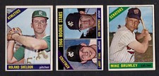 1966 Topps baseball, 3 cards, G-VG cond-Roland Sheldon,Mike Brumley,1966 Rookies