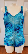 Vintage Speedo Women's Blue One Piece Swimsuit Antron Nylon Spandex Size 16