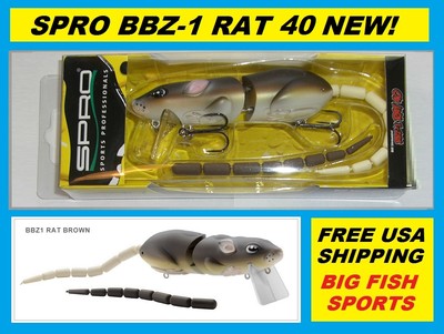 SPRO BBZ-1 RAT 40 Topwater Lure BROWN COLOR NEW! FREE USA SHIPPING! #SRT40Z1BRN