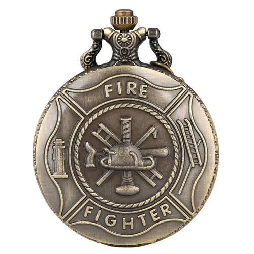 Vintage Fire Fighter Mens Women Analog Quartz Pocket Watch Necklace Chain Gift - Picture 2 of 10