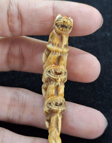 Antik LP Pan Thai Amulett echt alt Amulett Segen Tiger Familie Anhänger - Bild 7 von 9