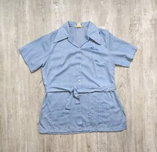 VTG 60s Womens NAT NAST Belted Bowling Shirt Sz 36 Polyester "Arnold Realty"