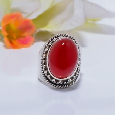 Natural Carnelian Gemstone 925 Sterling Silver Ring Jewelry Gift For All Friend
