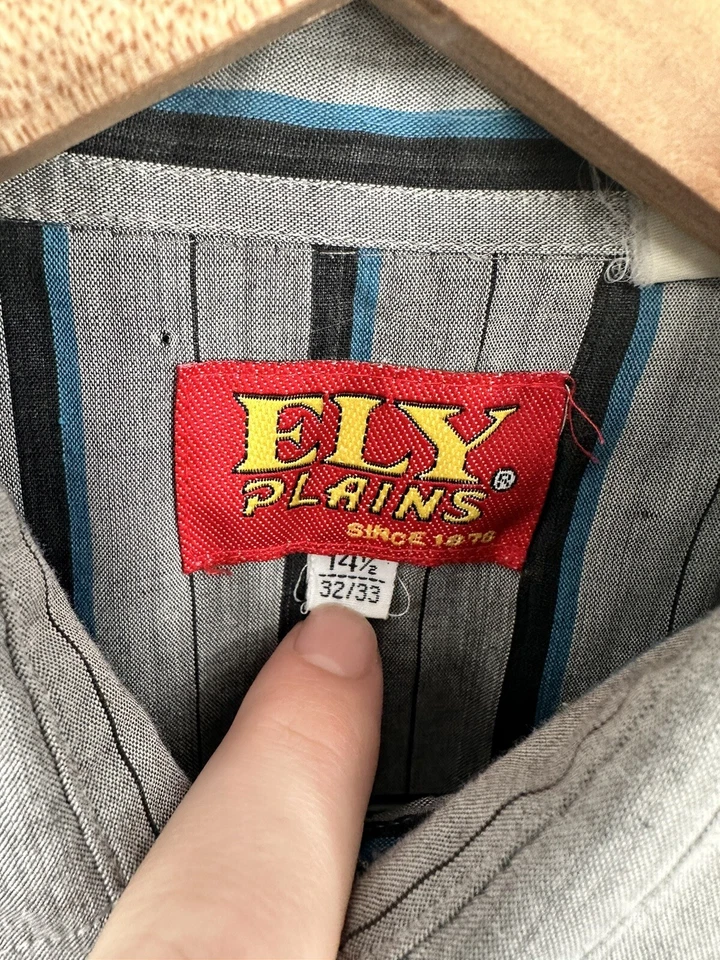 Vintage Ely Plains Western Pearl Snap Shirt Long Sleeve Striped Size 14.5-32/33 - Image 4 of 4