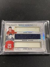 2020-21 Leaf ITG Used TRIPLE MEMORABILIA JERSEY Gordie HOWE/RICHARD/MIKITA #2/2