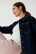 Bam 73 Zero Bamboo Denim Shacket - Dark Blue, Small 8-10, Supersoft