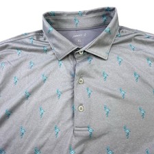 Johnnie-O Golf Polo Shirt Men s XL Gray Blue Flamingo Performance Stretch