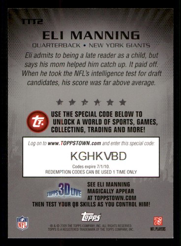 2009 Topps Topps Town Silver #TTT2 Eli Manning - Picture 2 of 2